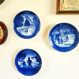 Vintage 1970s Royal Copenhagen Christmas Wall Plates – Set of 3